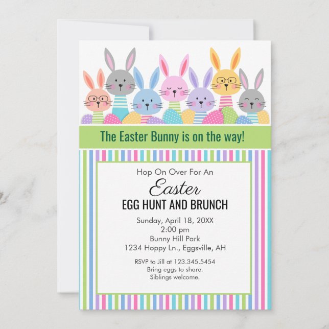 Easter Bunny Egg Hunt Invitation (Front)