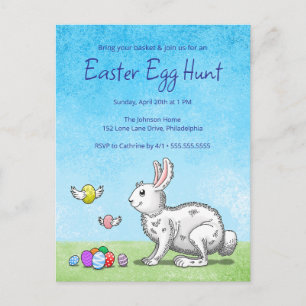 Easter Bunny Egg Hunt Invitation Postcard