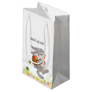 Easter Bunny Egg Hunt Personalised Kid Name Small Gift Bag