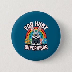 Easter bunny egg hunt supervisor for kids tank 6 cm round badge