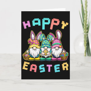 Easter Bunny Egg Hunting Gnome Happy Easter Card