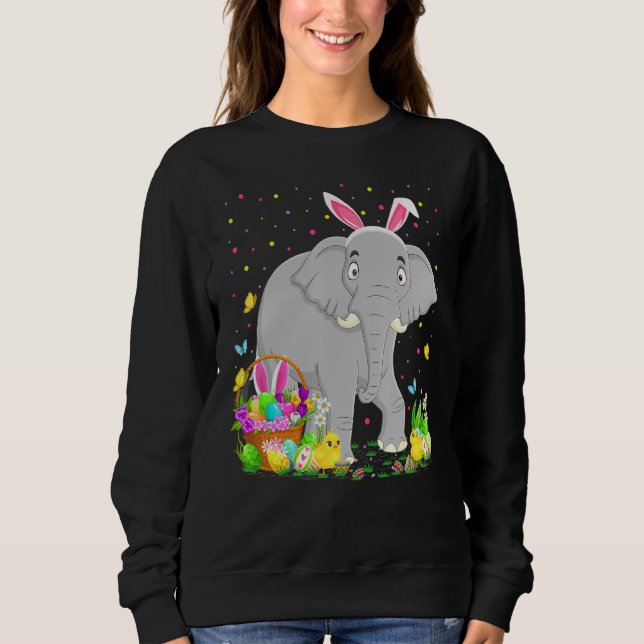 Easter Bunny Egg Hunting Indian Elephant Easter Su Sweatshirt (Front)