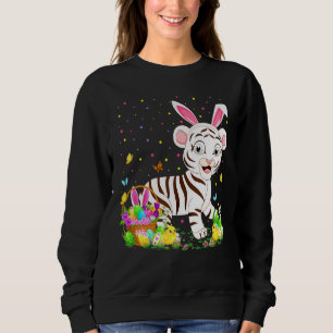 Easter Bunny Egg Hunting White Tiger Easter Sunday Sweatshirt