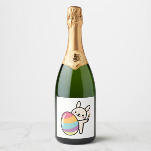 Easter Bunny Egg Painting Easter Egg Cute Adorable Sparkling Wine Label