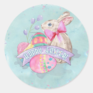 Easter Bunny, Eggs and Confetti ID377 Classic Round Sticker