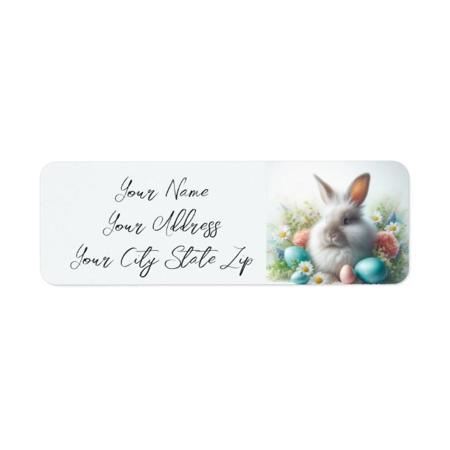 Easter Bunny, Eggs and Flowers  Return Address Label (Front)