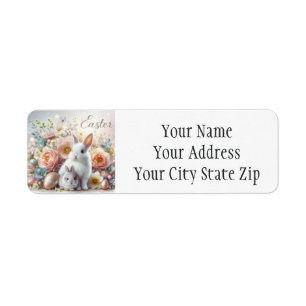 Easter Bunny, Eggs and Flowers  Return Address Label