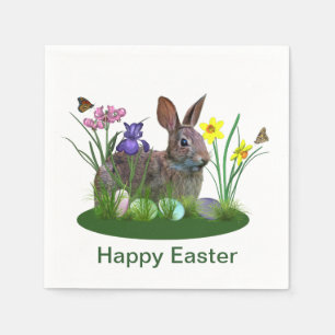 Easter Bunny, Eggs, and Spring Flowers Napkin