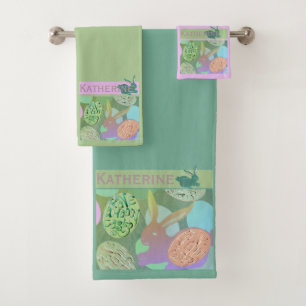 Easter Bunny Eggs Bath Towel Set