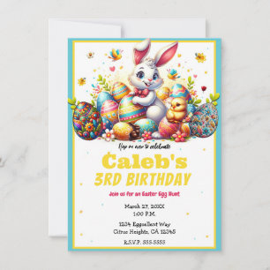 Easter Bunny & Eggs Birthday Party Invitation