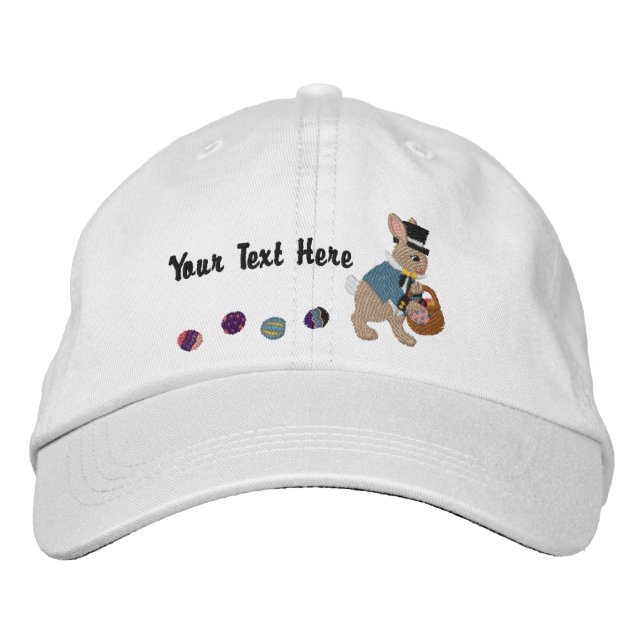 Easter Bunny & Eggs Embroidered Hat (Front)