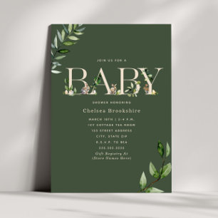 Easter Bunny Eggs Eucalyptus Green Baby Shower Invitation