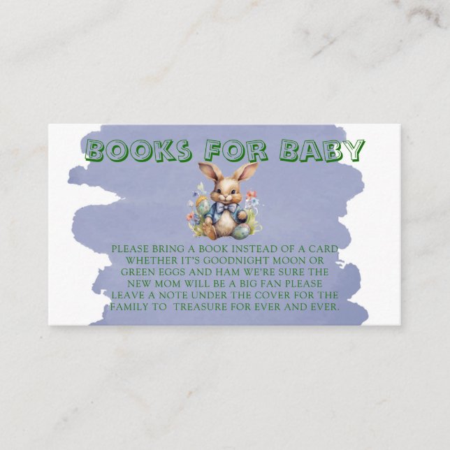 Easter Bunny Eggs Floral Books For Baby Enclosure Card (Front)