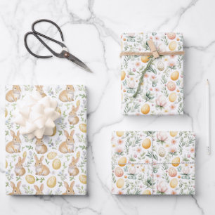Easter Bunny Eggs Florals  Wrapping Paper Sheet