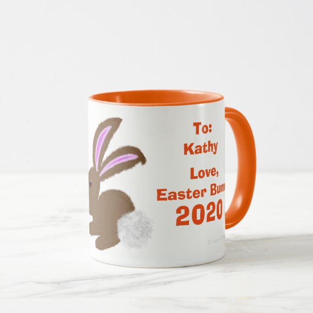 Easter Bunny Eggs Keepsake Mug Personalise (Front Right)