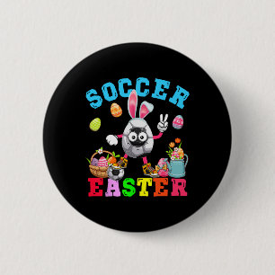 Easter Bunny Eggs Playing Soccer Costume Player 6 Cm Round Badge