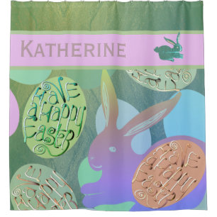 Easter Bunny Eggs Shower Curtain