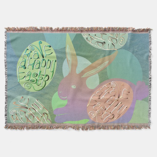 Easter Bunny Eggs Throw Blanket (Front)