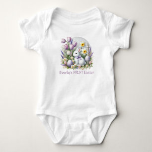 Easter Bunny Eggs Tulips Daffodils Baby Bodysuit