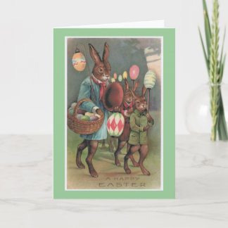 Easter Bunny & Eggs Vintage Greeting Card