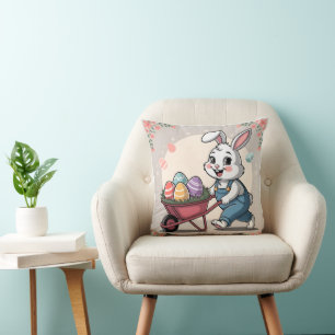 Easter Bunny Eggs & Wheelbarrow Cushion