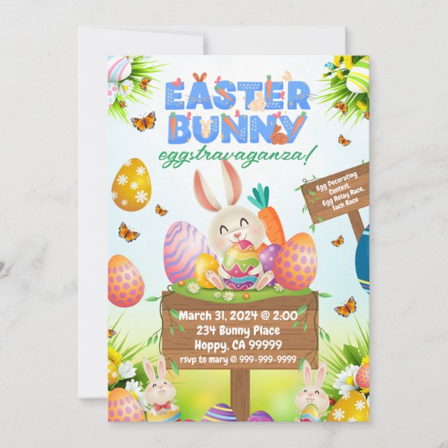 Easter Bunny Eggstravaganza Invitation (Front)