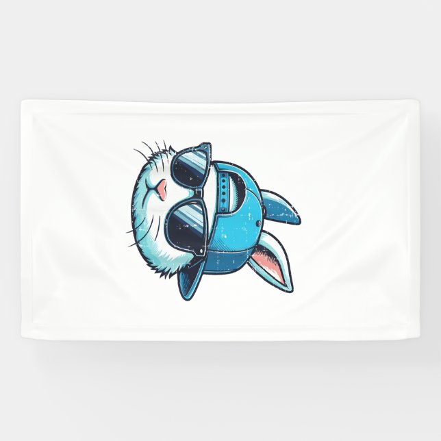Easter Bunny Face Baseball Cap Sunglasses Rabbit B Banner (Horizontal)