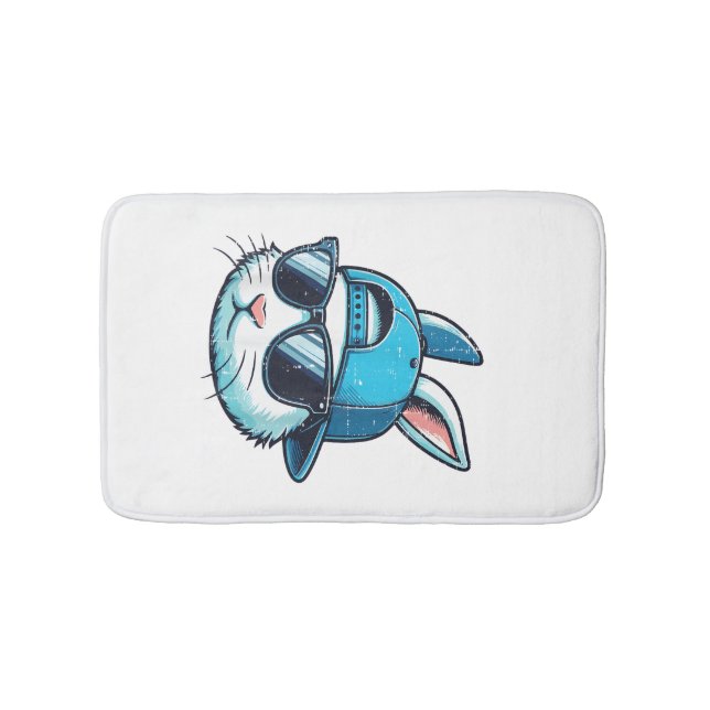 Easter Bunny Face Baseball Cap Sunglasses Rabbit B Bath Mat (Front)