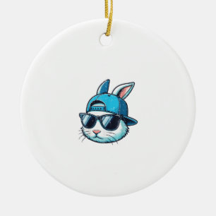 Easter Bunny Face Baseball Cap Sunglasses Rabbit B Ceramic Ornament