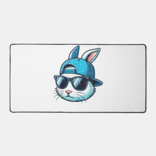 Easter Bunny Face Baseball Cap Sunglasses Rabbit B Desk Mat