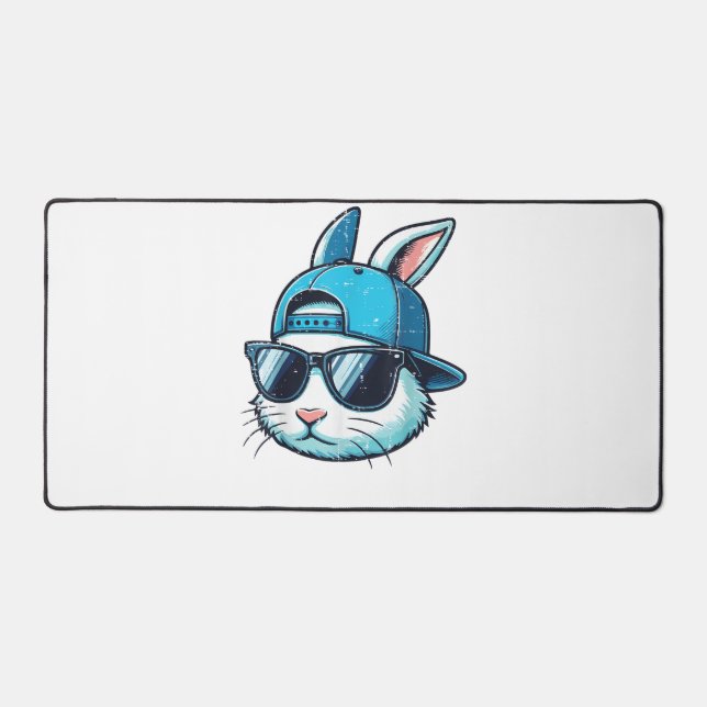 Easter Bunny Face Baseball Cap Sunglasses Rabbit B Desk Mat (Front)