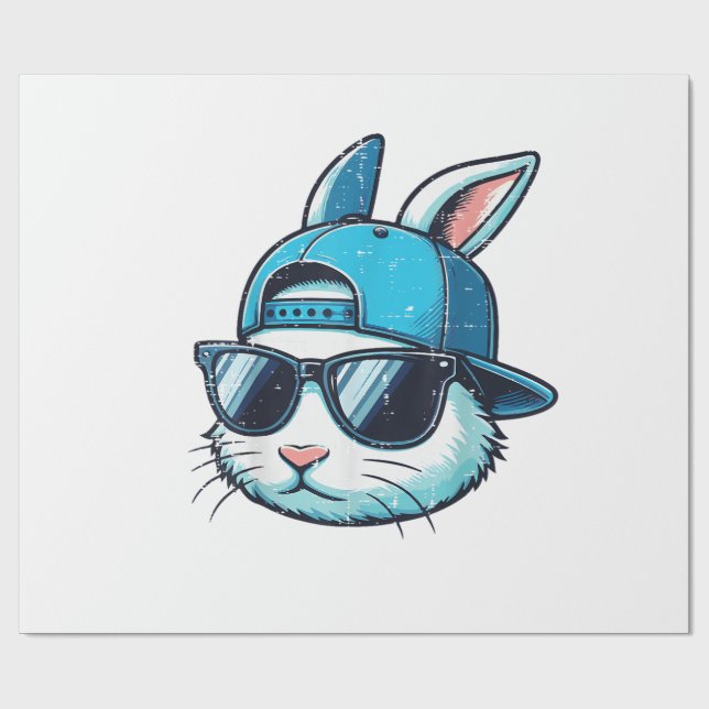 Easter Bunny Face Baseball Cap Sunglasses Rabbit B Wrapping Paper (Flat)