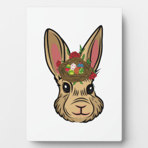 Easter Bunny Face Flower With Rabbit Easter Egg Plaque