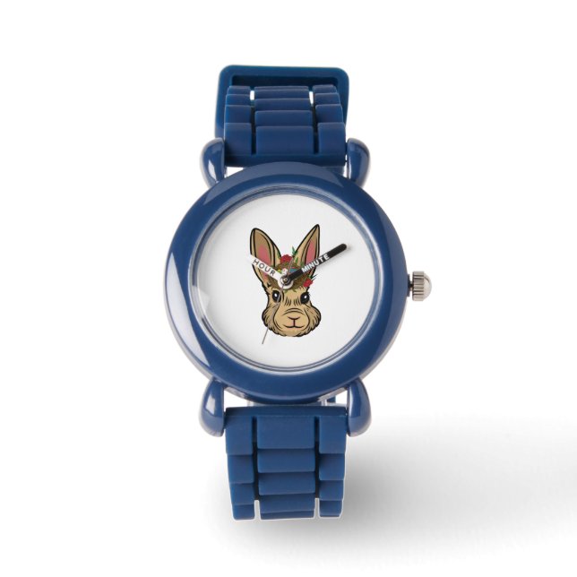 Easter Bunny Face Flower With Rabbit Easter Egg Watch (Front)