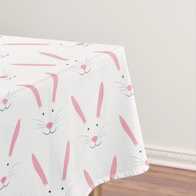 Easter Bunny Face Pattern Holiday Easter Tablecloth (In Situ)