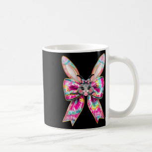 Easter Bunny Face Tie Dye Coquette Bow Easter Day  Coffee Mug