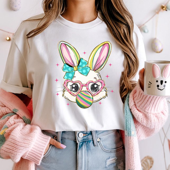 Easter Bunny Face With Glasses & Bubble  T-Shirt (Creator Uploaded)
