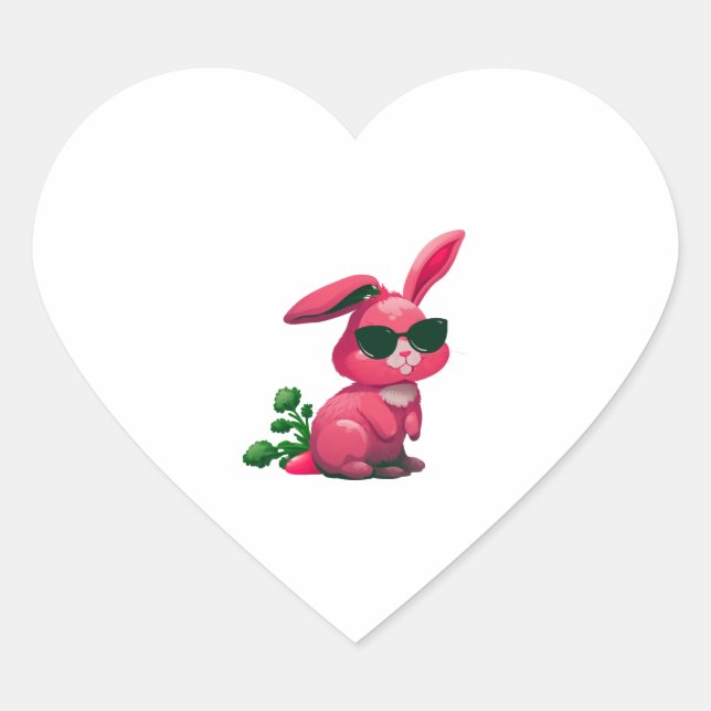 Easter Bunny Faces cool Easter Rabbit  Heart Sticker (Front)