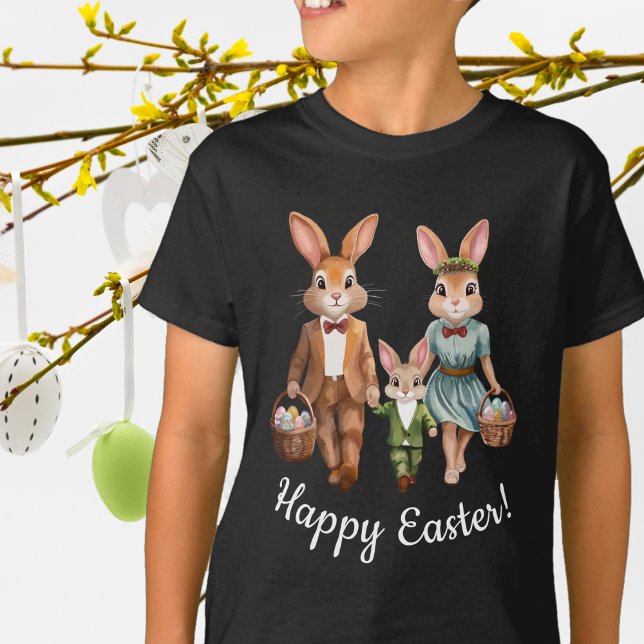 Easter Bunny Family Chasing Eggs T-Shirt (Creator Uploaded)