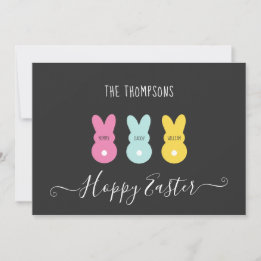 Easter Bunny Family of 3 Holiday Card