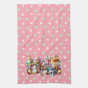 Easter Bunny Fancy Coffee Drinks Tea Towel