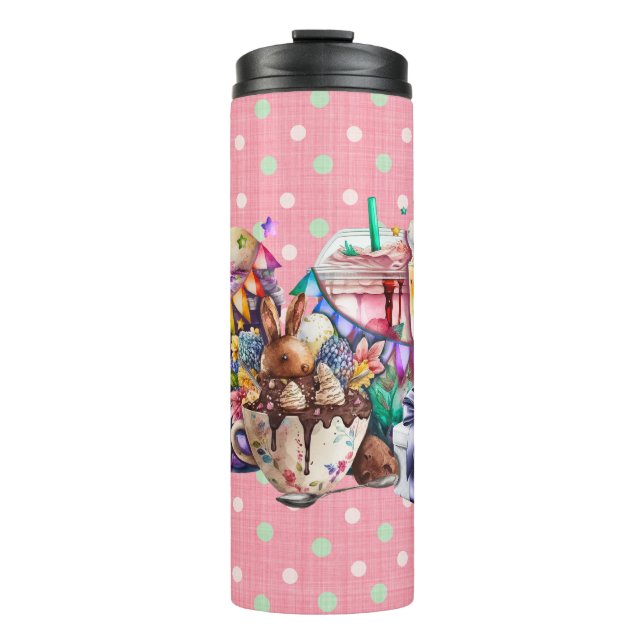 Easter Bunny Fancy Coffee Drinks Thermal Tumbler (Front)
