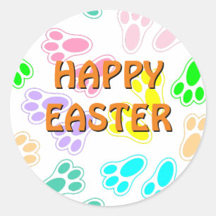 Easter Bunny Feet Pattern Custom Classic Round Sticker