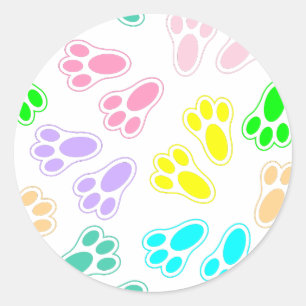 Easter Bunny Feet Pattern Custom Classic Round Sticker