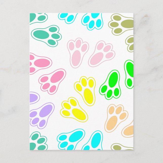 Easter Bunny Feet Pattern Custom Holiday Postcard (Front)