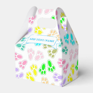 Easter Bunny Feet Pattern Custom Name Favour Box