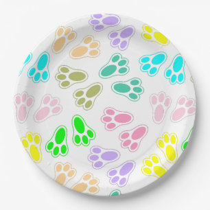 Easter Bunny Feet Pattern Custom Paper Plate