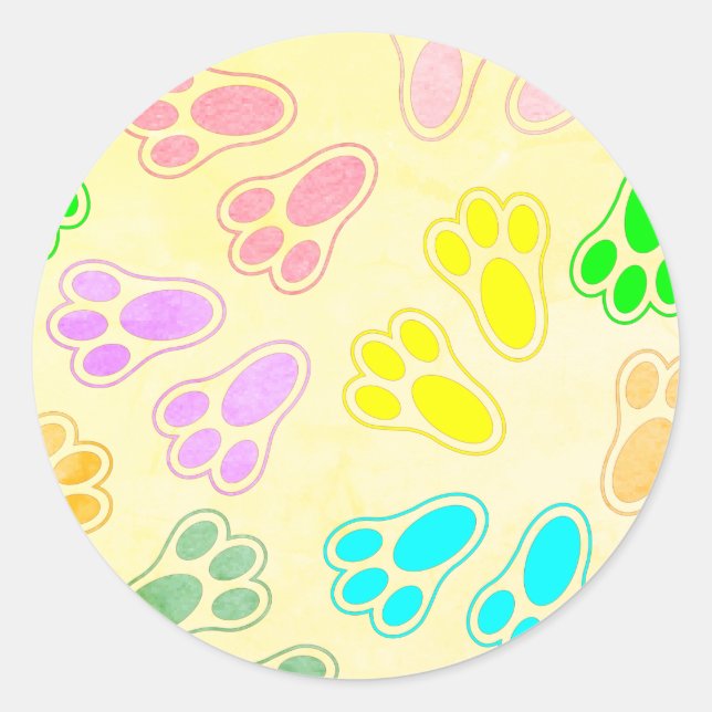 Easter Bunny Feet Pattern Vintage Style Classic Round Sticker (Front)