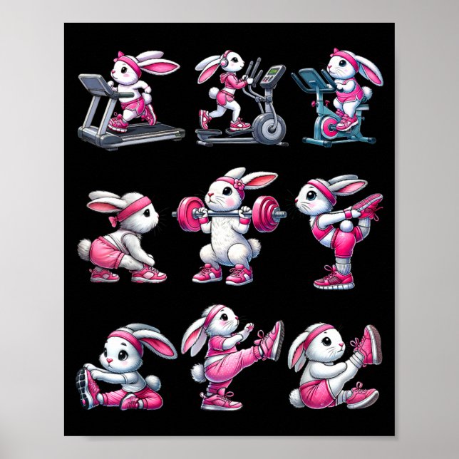 Easter bunny fitness collection gym workoutEaster  Poster (Front)