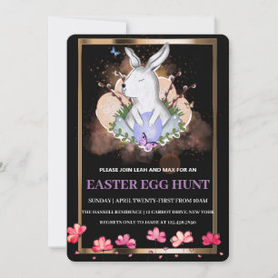 Easter Bunny, Floral Brunch Egg Hunt Invitation